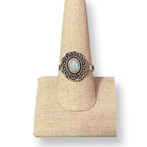 Rainbow Moonstone Silver Plated Ring Size 9.25